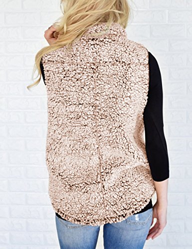 Merokeety Women's Casual Sherpa Fleece Lightweight Fall Warm Zipper Vest Outwear #TOP2