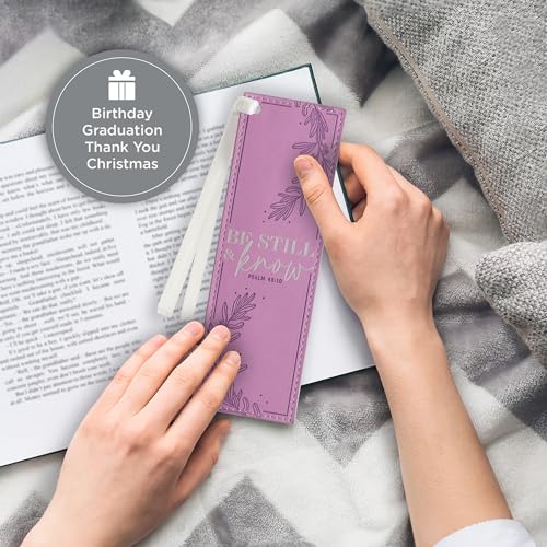 Image of Christian Art Gifts Faux Leather Bookmark for Women: Be Still and Know