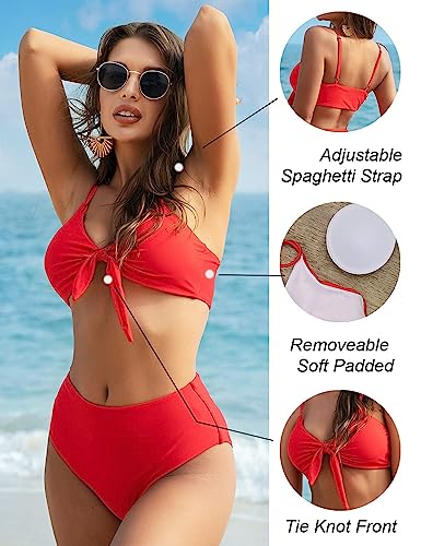 Image of Blooming Jelly Womens High Waisted Bikini Set Tie Knot High Rise Two Piece Swimsuits Bathing Suits