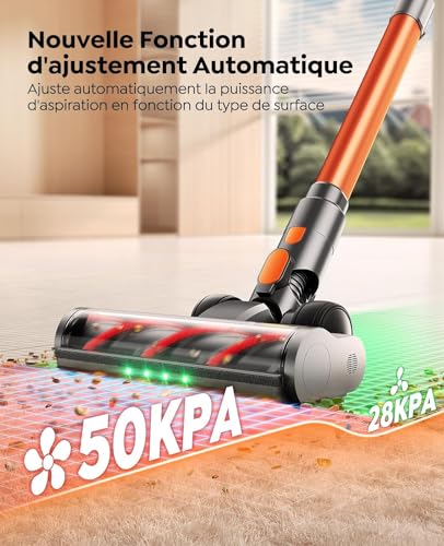 Aspirateur Balai Sans Fil Hompany V15A - 500W, 1.5L, écran Tactile, Neuf 2023