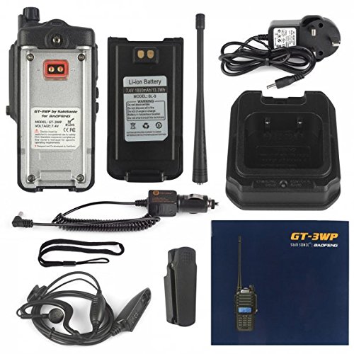 Baofeng Gt-3Wp Dual Band Two-Way Radio, Waterproof Dustproof Ip67 Walkie Talkie Transceiver, Vhf/Uhf 136-174/400-520Mhz, With Programming Cable, Black, 2 Pack #TOP6