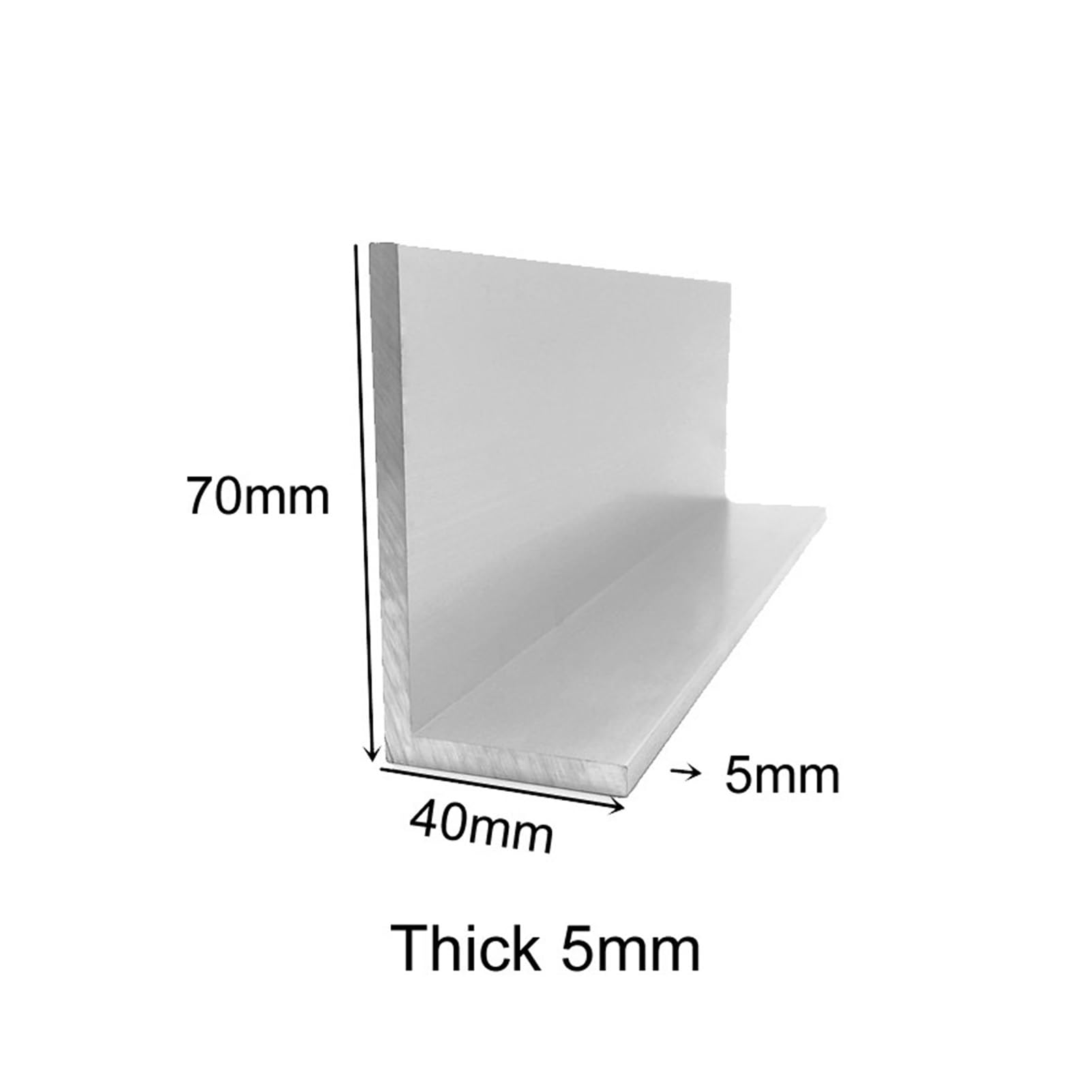 Tube en aluminium Profilé triangulaire en aluminium 6063, épaisseur 5 mm, 40 x 70 mm, alliage d'aluminium en forme de L, matériaux de décoration(500mm)