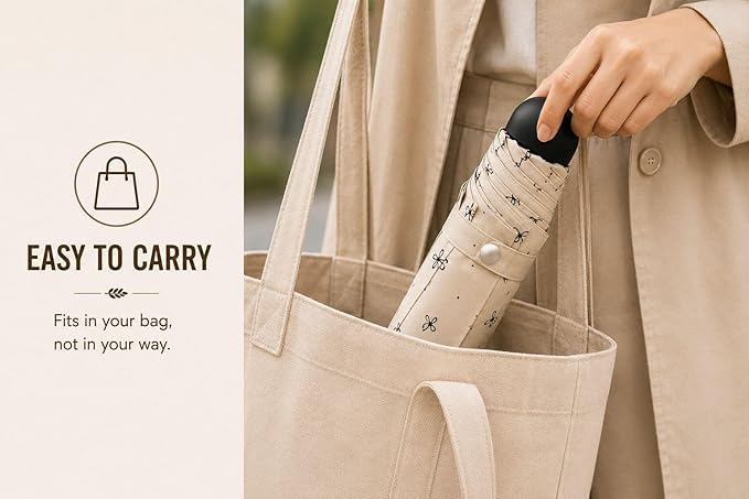 Image of Ozoy umbrella for women,Travel - Mini Folding Compact with Case, 6 Ribs Lightweight Portable Small Sun&Rain Pocket Umbrella for Girls and Women