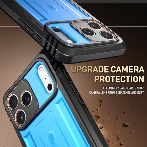 Image of Poetic for iPhone 17 Pro Case with Camera Control Capture Button, [Built-in Stand] [Built-in Screen Protector] Full-Body Military Grade Rugged Phone Case for iPhone 17 Pro, Light Blue