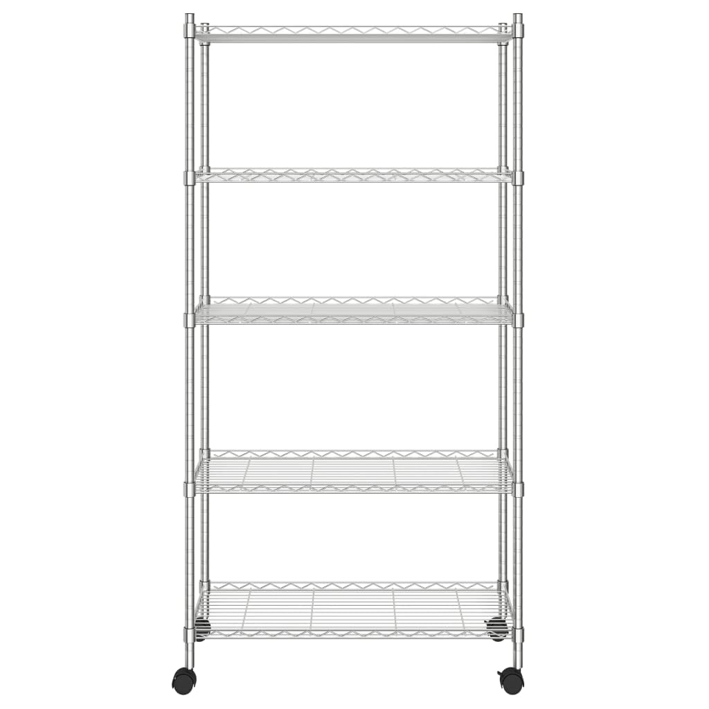 Générique Étagère de Rangement 5 Niveaux Roues 75x35x155 cm Chrome 250 kg,Entreprise & Industrie,Stockage Industriel,Étagères industrielles,324629
