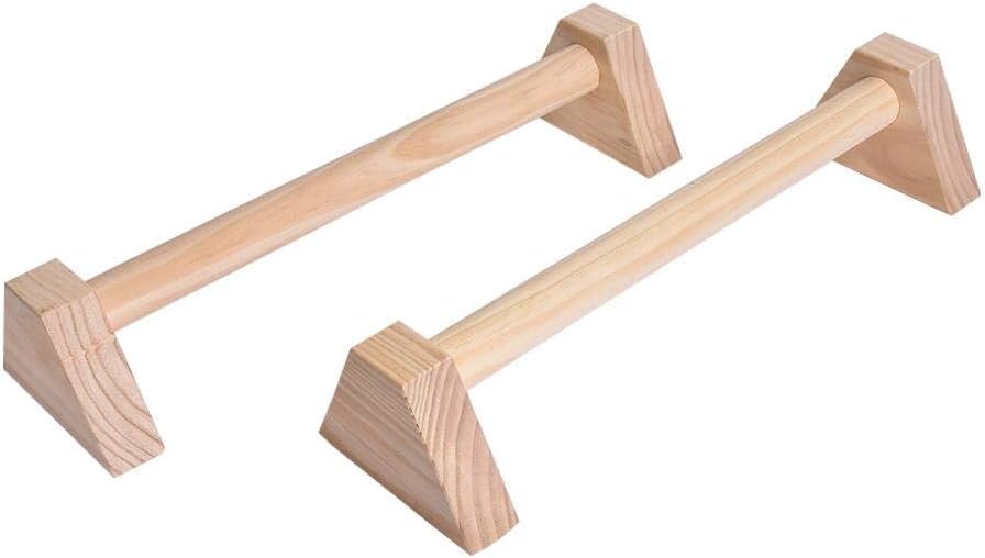 IMSHI Set of 2 Wood Parallette Set, Push Up Bars, Push Up Stand, Handstand Bars, Wooden Parallettes