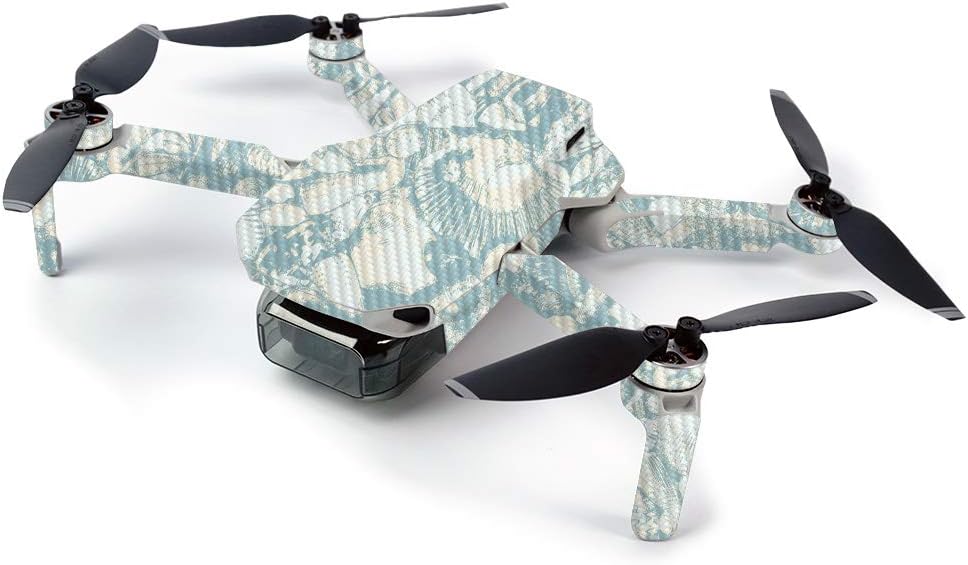 MightySkins Carbon Fiber Skin for DJI Mavic Mini Portable Drone Quadcopter Carbon Fiber Skin - Blue Seashells | Protective, Durable Textured Carbon Fiber Finish | Made in The USA