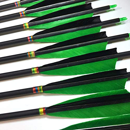 ACCMOS 500 Spine Arrow 27 Inch Arrow Target Practice Arrow Hunting Arrow Carbon Arrows Compound Bow Recurve Bow Adult Youth Archery Indoor Outdoor Shooting Field Tip