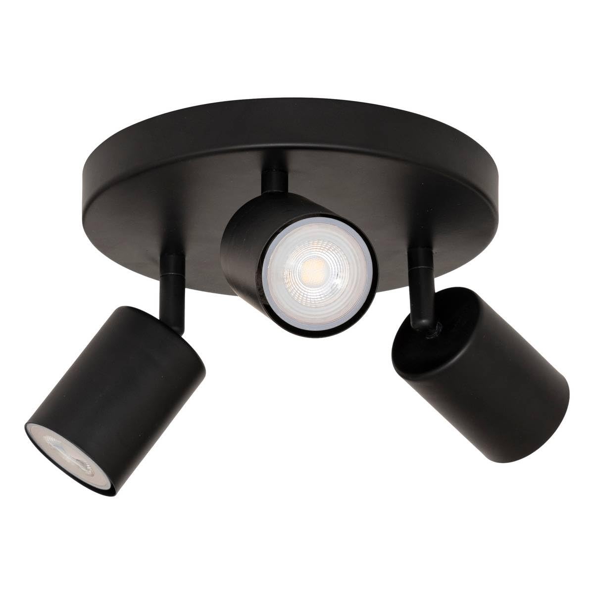Atmosphera - Plafonnier 3 Spots Vico Noir - Spots Orientables en Acier - Ampoules Non Incluses GU10 25W - Luminaire pour Salon, Cuisine, Salle à manger