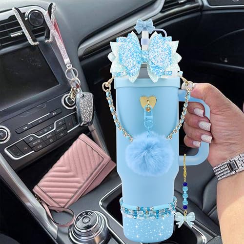 Hpebl 11PCS Bow Accessories for Stanley Cup Tumbler 30 40oz,Blue - image 5