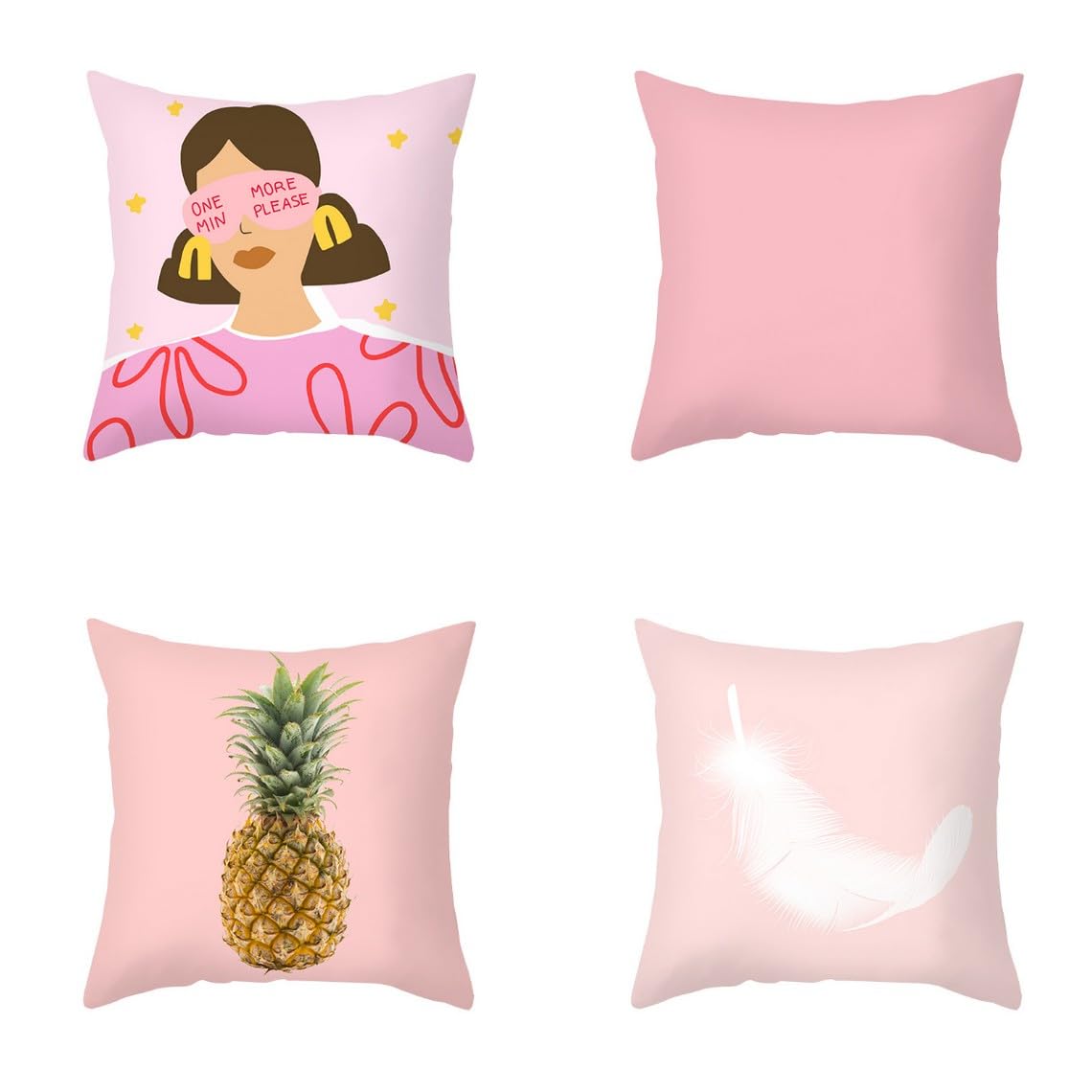 Chenlane Silk Pillow Coversfor Sofa Outdoor Cushion, Pink Coversheets With Zipper Closure Premium Thickened Fabric 50x50 cm, 4Pcs