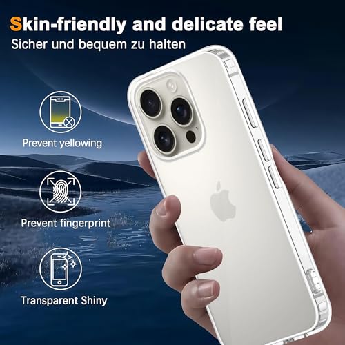 Image of amazon basics Compatible with iPhone 16 Pro Case Cover Transparent Non-Slip Hard PC Shockproof Bumper Protective Back Cover - Clear