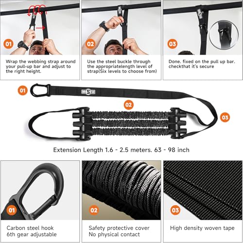 Image of Innstar Pull Up Assistance Bands, Heavy Duty Resistance Band for Pull Up Assist, Adjustable Resistance 165-265lbs with Fabric Feet /Knee Rest, Pull Up Bands Assistance Bands