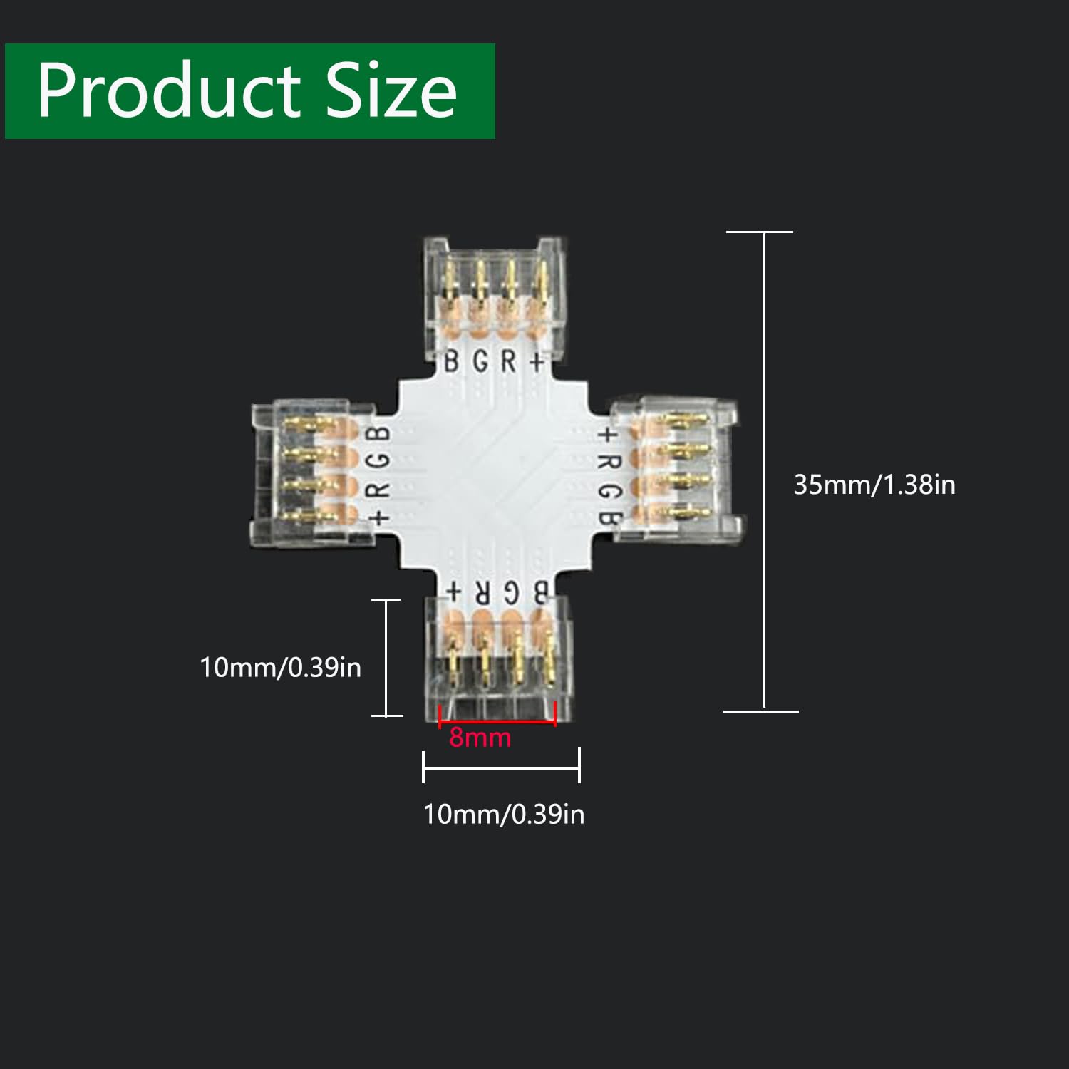 ENQIMAOYI 5pcs X Shape LED Strip Connector 4pin 8mm Width Cross-Shaped connectors for SMD5050 LED Strip Lights,Upgraded Gapless Solderless Quick Connector (4PIN 8MM X) - Image 3
