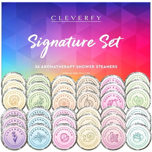 Cleverfy Shower Steamers Aromatherapy â€“ Stocking Stuffers for Women, Teens and Wife â€“ Christmas Gifts for Women and Teen Girls â€“ White Elephant Gifts for Adults â€“ 36 Tablets