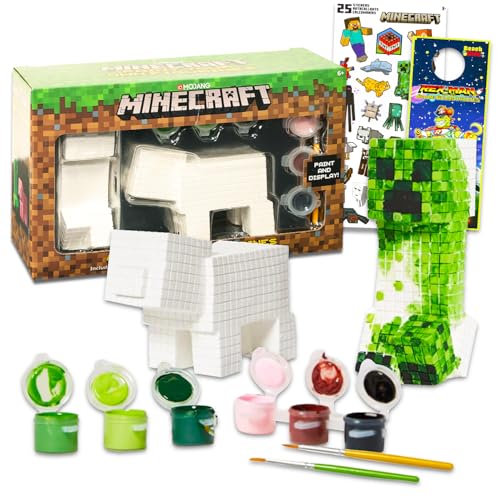 Minecraft Paint Your Own Figurines Set - Bundle with DIY Painting Set Featuring Minecraft, & More | Minecraft Painting Kit for Kids