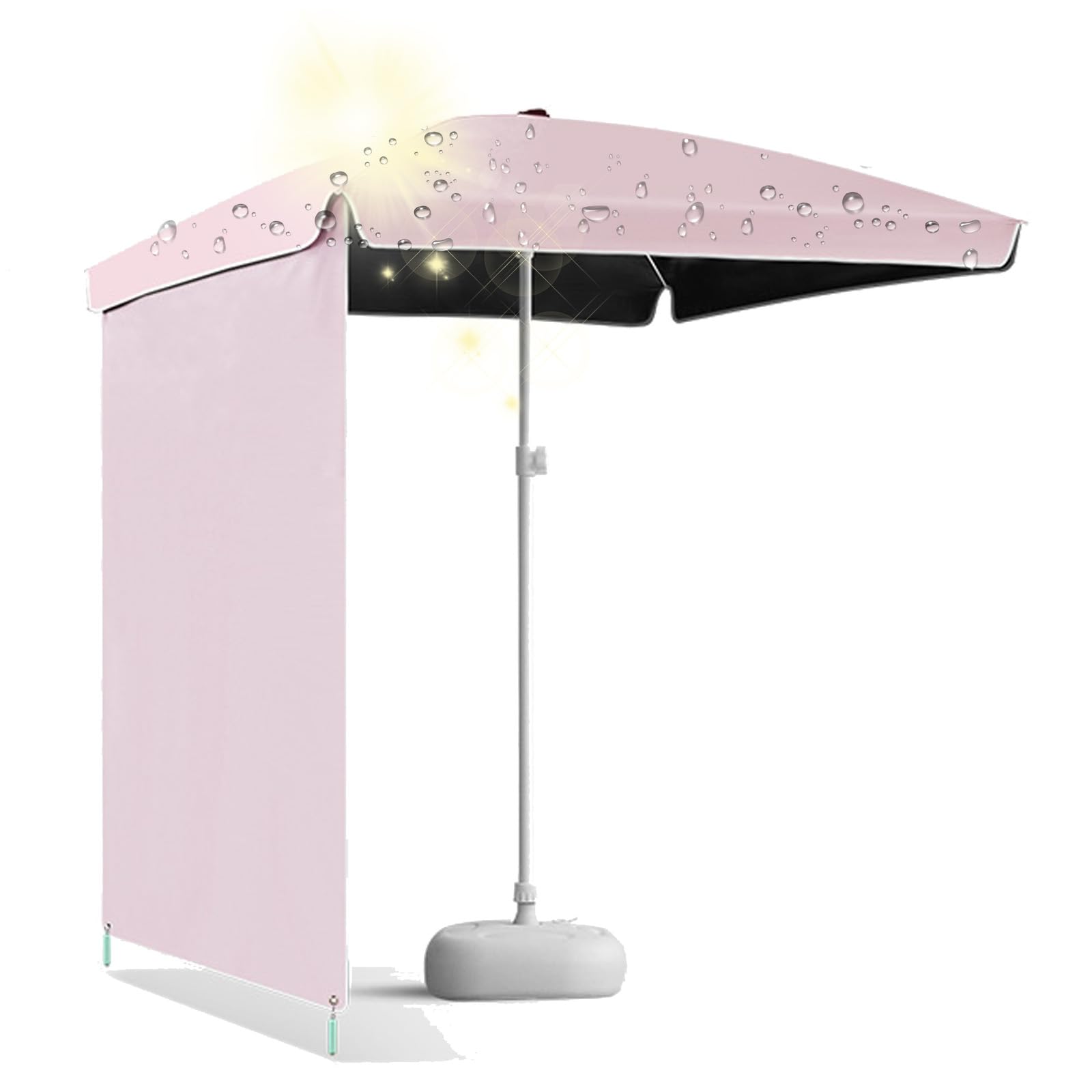 XEISYO 2x2m Square Camping Parasol, Portable UV Protective Sun Shelter with Detachable Sidewall for Market Stall, Garden, Outdoor Activities, Without a Water-Filled Base (Pink)