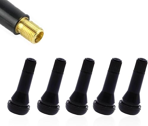 5 tapas de núcleo de válvula a presión para automóvil, válvula de goma sin cámara TR413, compatible con automóviles, motocicletas, triciclos (negro)