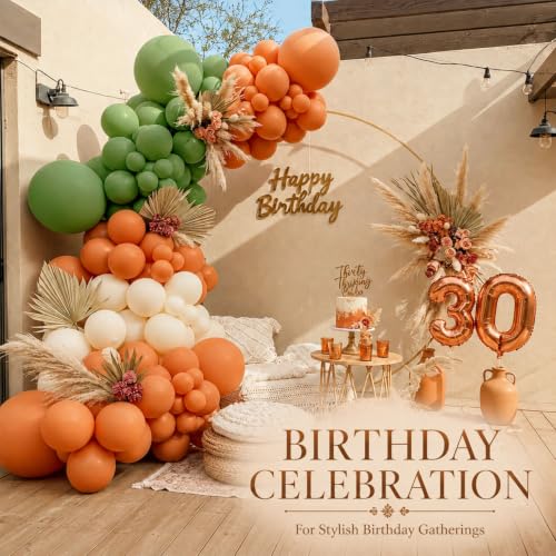 Image of Fall Balloon Arch Kit, Sage Green and Orange Balloons, 124 Pcs