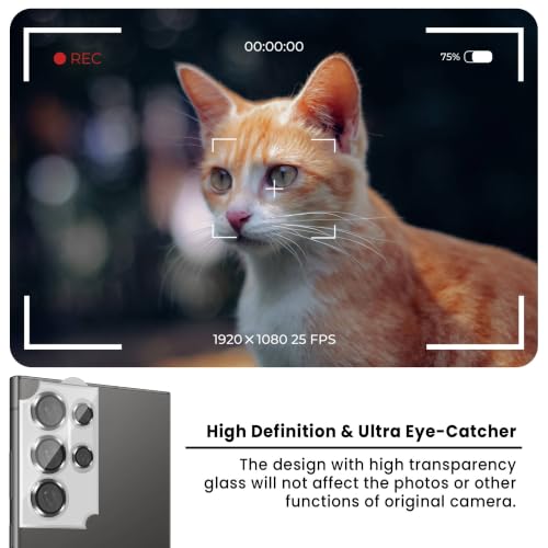 Image of ArmourPro Camera Lens Protector for Samsung Galaxy S24 Ultra with Auto Alignment Installation Frame, AR+AF Coated Tempered Glass Camera Rings, Anti-Scratch, Case Friendly | Black