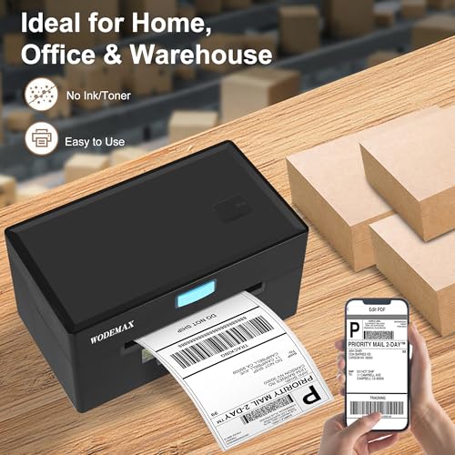 Image of 4 X 6 Thermal Shipping Label Printer,Thermal Bluetooth Label Printer Compatible with Windows, iPhone and Android,Suitable for Small Business,Home Office, Widely Used for Amazon, Shopify