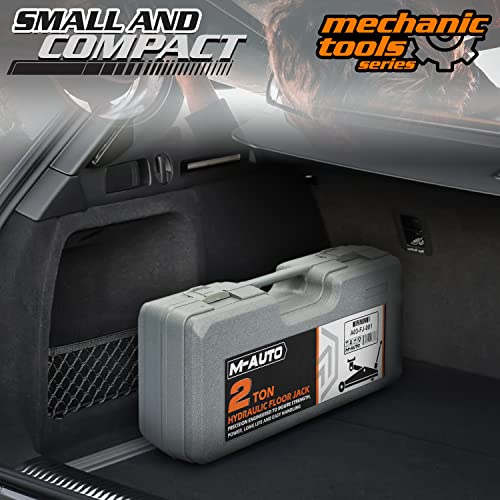 M-AUTO Hydraulic Trolley Jack Car Lift with Carrying Storage Case, Fast Lift Garage Floor Jack 2 Ton (4000 lb) Capacity, Handy and Easy Storage, Red - Image 5