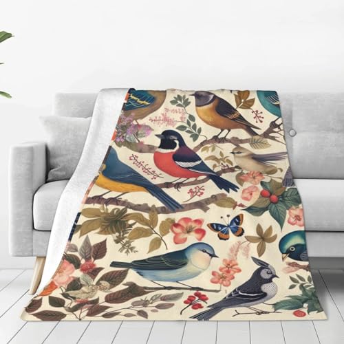 Couverture polaire oiseaux 203x152 cm jeté de lit chaud et léger - 2