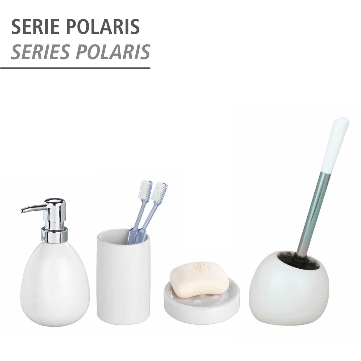 Wenko Polaris White - Escobillero de cerámica, 19 x 34.6 x 14.6 cm, Color Blanco — view 5