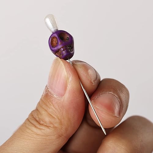 Miniatura 3 de BLESSUME 7pcs Candle Magick Ritual Pins Skull Top (Púrpura)