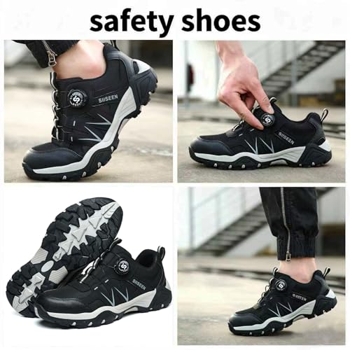 Image of Hogent Steel Toe Shoes for Men Lightweight Comfortable Non Slip Work Shoes Women Puncture Proof Safety Sneakers for Industrial Construction & Daily Life