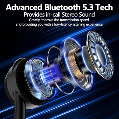 Image of Elevea 𝟏𝟓 𝐘𝐞𝐚𝐫𝐬 𝐆𝐮𝐚𝐫𝐚𝐧𝐭𝐞𝐞 Wireless Bluetooth Earbuds Hook Design, 48 Hours Playtime, Touch Control LED Display Case, Crystal Clear Calls Music Secure Fit