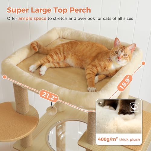 Árbol de gato de madera 71" alto para gatos grandes miniatura 5