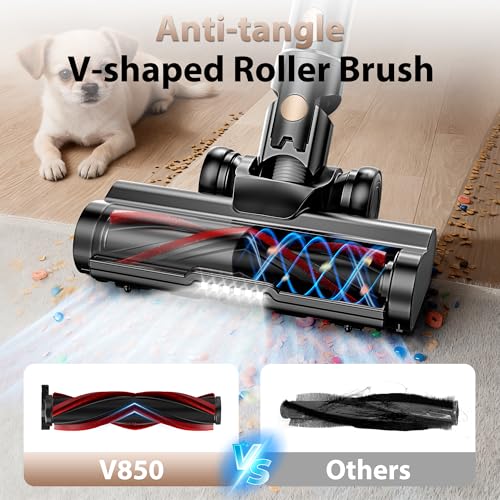 Image of Tikom V850 Cordless Vacuum Cleaner for Home, 50000Pa /550W 70Mins Stick Vacuum with LED Touch Screen, 1.8L Dust Cup, Charging Wall Dock, Anti-Tangle, Lightweight Vacuum for Pet Hair, Hard Floor, Carpet