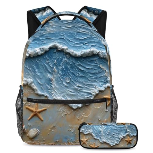 Ensemble sac à dos et trousse coquillages pour ados au collège