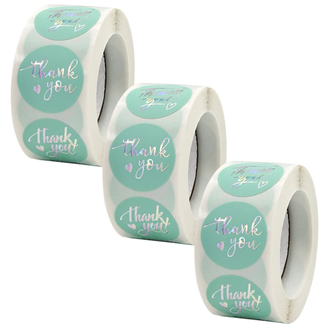 12rotoli Etichette Adesive Rotonde Grazie Da Rulli Di Stickers Per Confezioni Regali Decorazioni Di Compleanno e Matrimoni Per Involgere Dolci e Fiori