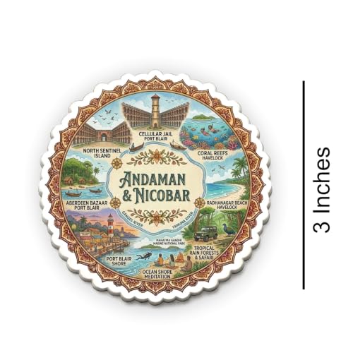 Image of Andaman Nicobar Textured Finish Acrylic Fridge Magnet - UV Texture Printed, Stylish Multicolor Magnet for Fridge, Wardrobe & Metal Surfaces, Pack of 1 (Andaman Nicobar)