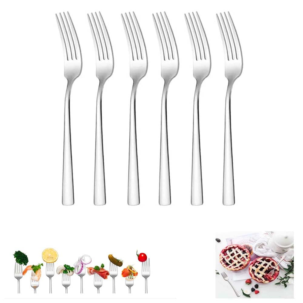 Stainless Steel Dinner Forks Set of 6 Silver Mirror Polished Cutlery Table Forks Set Ideal for Home Dinner Kitchen & Restaurant Dishwasher Safe (17cm)