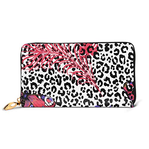 Preisvergleich Produktbild JHGFG Mode Handtasche Reißverschluss Brieftasche Schmetterlinge Leopard Spots Telefon Kupplung Geldbörse Abendkupplung Blockieren Leder Brieftasche Multi Card Organizer