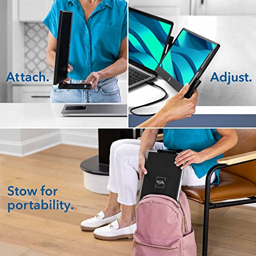 Sidetrak Swivel 14” Patented Attachable Portable Monitor For Laptop | Fhd Tft Usb Rotating Laptop Dual Screen | Mac, Pc, & Chrome Compatible | Fits All Laptops | Powered By Usb-C Or Mini Hdmi (Black) #TOP2