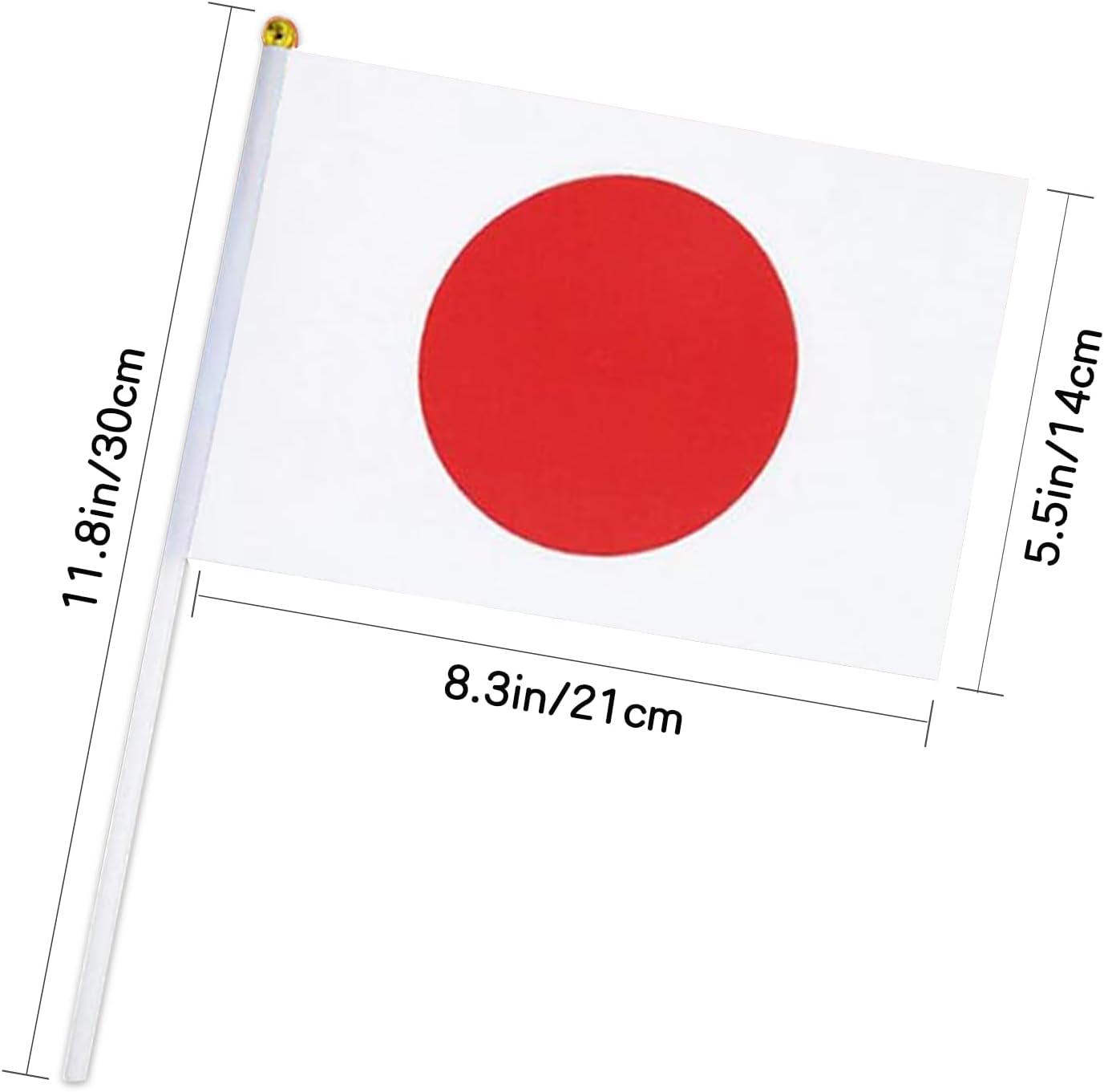 12 Pack Small Japan Flags on Stick, 5x8'' Handheld Japanese Flag, 12'' Plastic Staff, Double-Sided Printed Polyester, Waterproof Fade-Resistant for Independence Day, Parades, Patriotic Events - Image 2