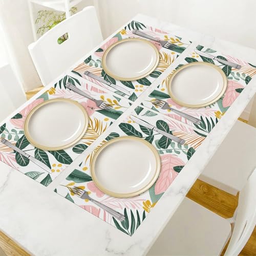 Set de table feuilles tropicales en PVC tissé premium pour réception