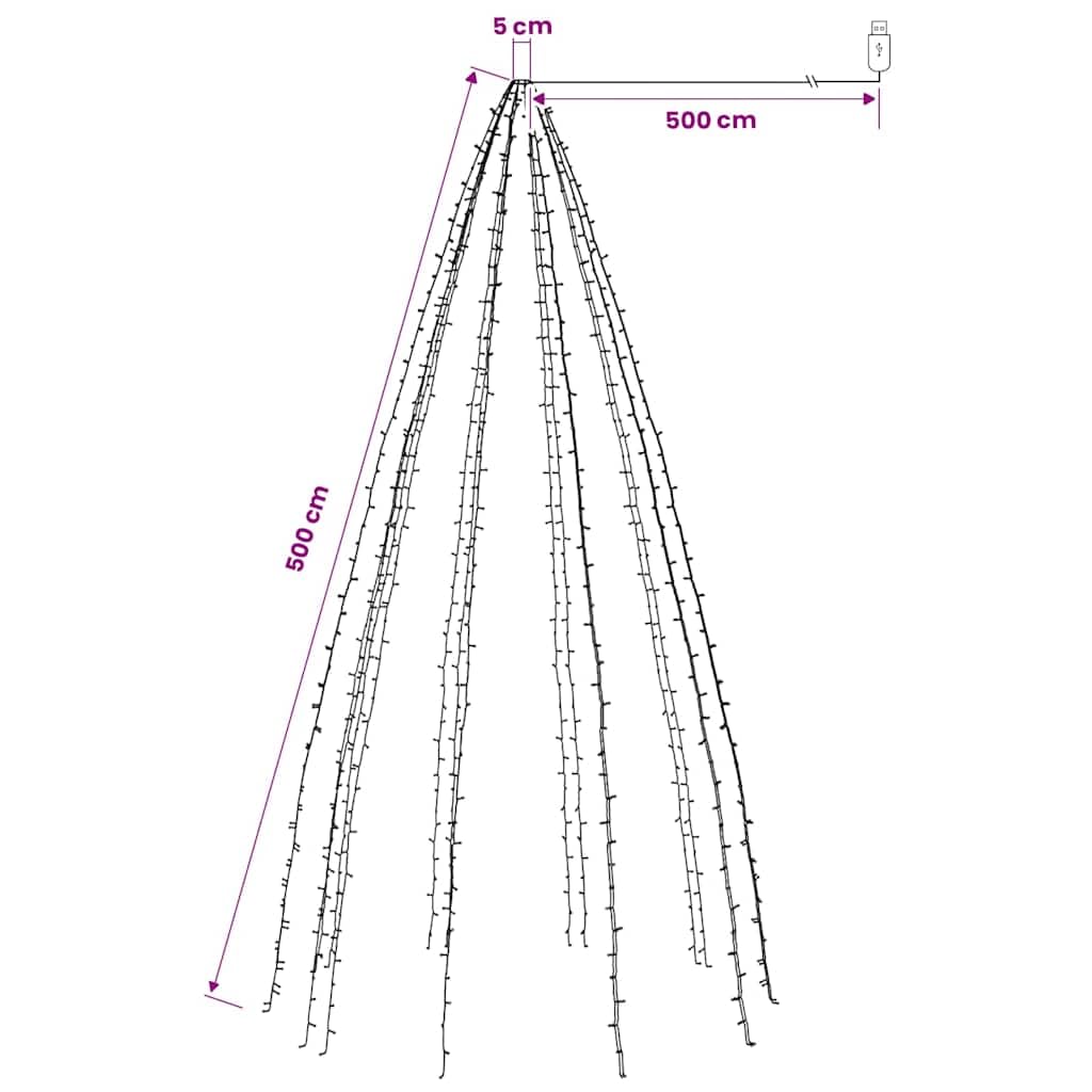 Rete luminosa per albero di Natale con 500 LED, 500 cm
