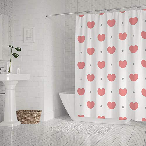 Rideau de douche polyester cœurs rose CHEHONG 152x183 cm étanche lavable - 3