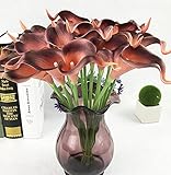 Artificial and Dried Flower PU Miniature Calla Lily Artificial Hand Flower Fake Flower Wedding Home Photography Decoration Artificial Calla Lily - ( Color: Brown )