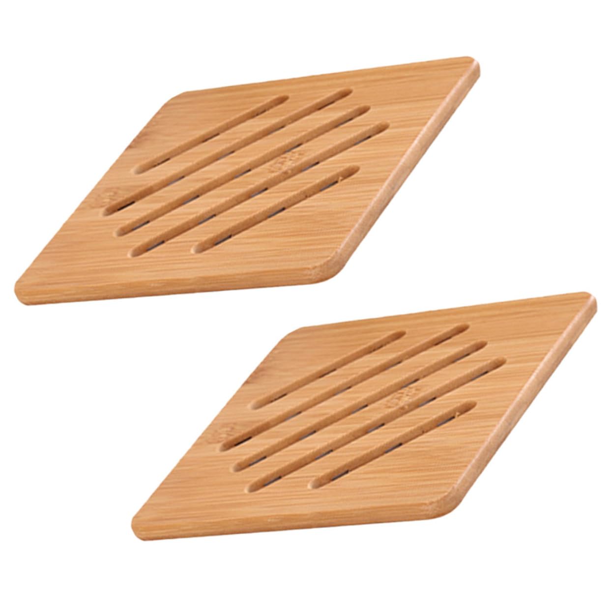 STOBAZA Thick Bamboo Heat Insulation Pad Kitchen Hot Mats Anti-scalding Placemat Bowl Plate Pad Set
