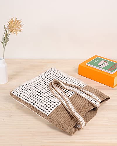 Image of ENBEI Beach Bag Crochet Tote bag for Women,Aesthetic Boho Large Bag,Foldable&Lightweight,Shopping,Beach,Travel,Daily Use