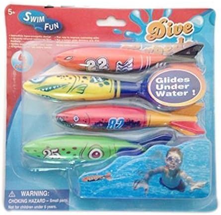 4 Pack Dive Rockets on Clipstrip Swim Fun Glides Under Water for Ages 5+