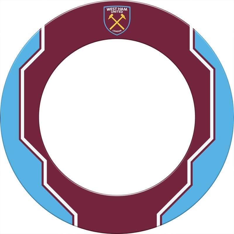 FOCO Offically Licensed Football Club Hammers FC Dartboard and Darts Surround, Geo, Claret/Blue (SU245)