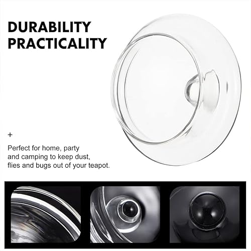Miniatura 5 de UPKOCH Paquete de 4 tapas de tetera de vidrio de repuesto para tetera filtros de té tapas de tetera cubiertas de tetera