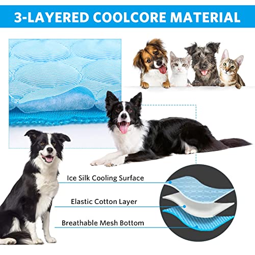Dog Cooling Mat, Pet Cooling Mat For Dogs No Water Or Electricity Needed Dog Cooling Pad For Kennels, Crates, Cars, Indoor & Outdoor Ice Silk Cooling Dog Mat For Extra Large Dogs Puppy Cats Animal #TOP6